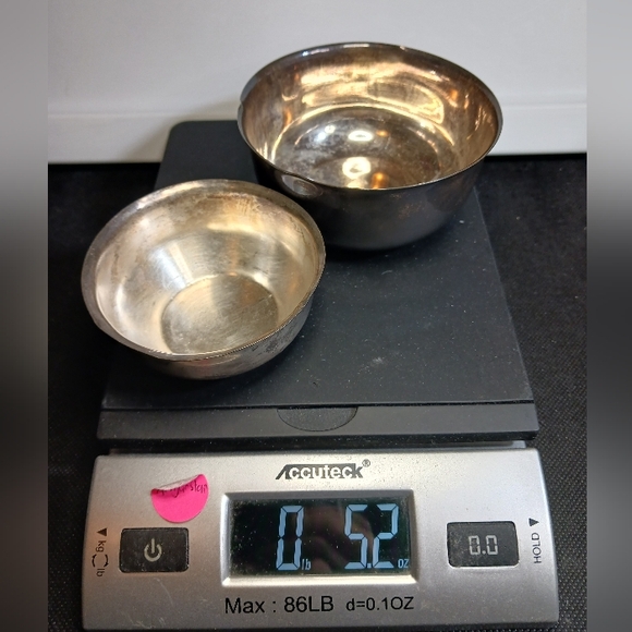 Vintage Lot Of 2 Signed Sterling Silver Unpolished Cup Bowl - 146g - Picture 11 of 11
